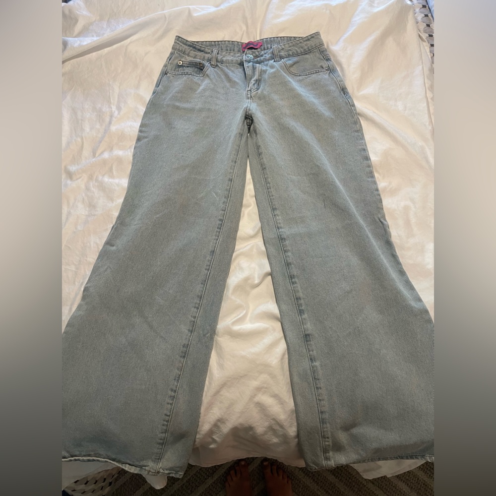 Edikted Light Blue Flare & Wide Leg Jeans
